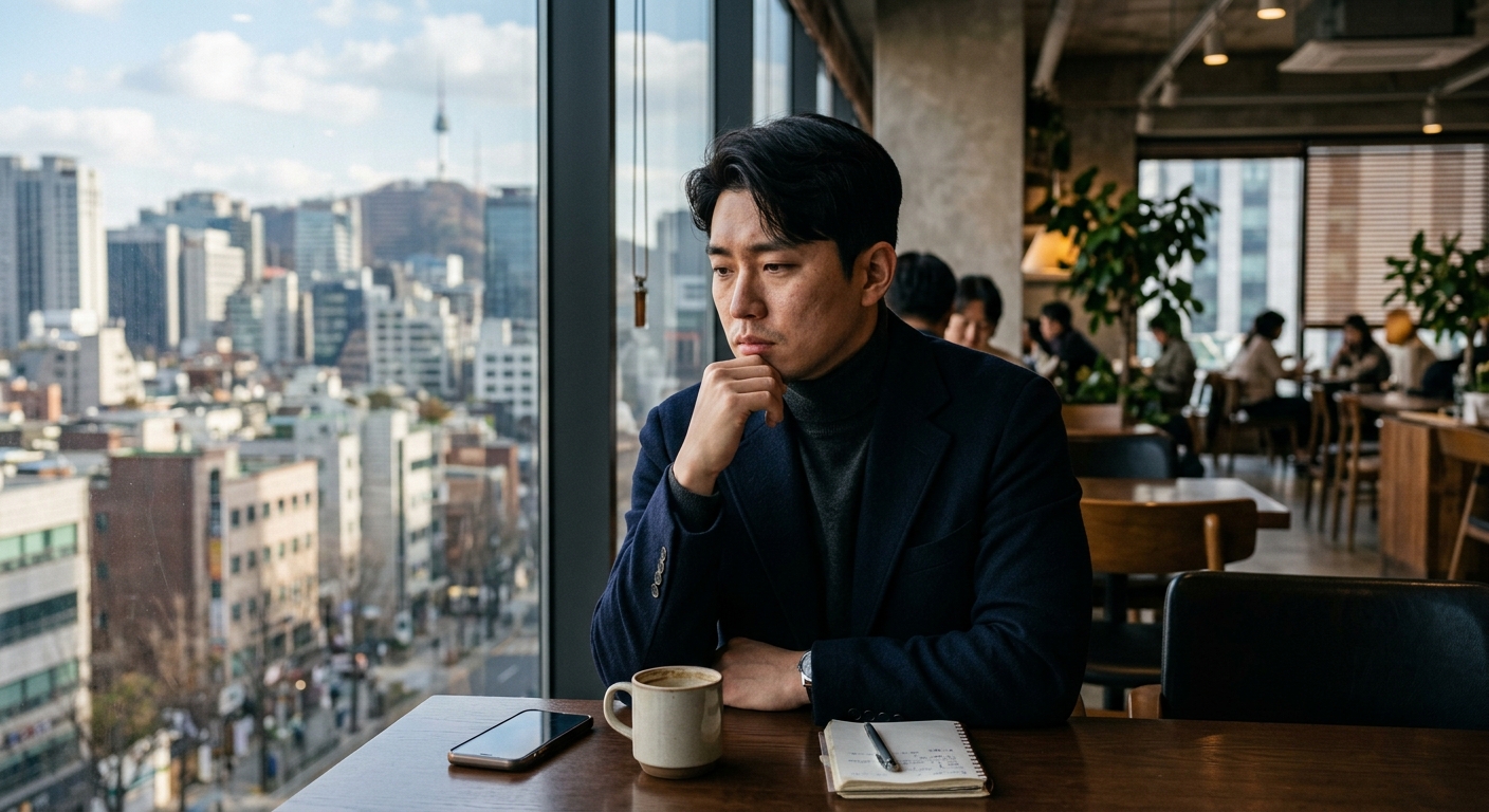 현대적인 집에서 결혼과 역할 분담을 두고 생각에 잠긴 20대 후반 커플