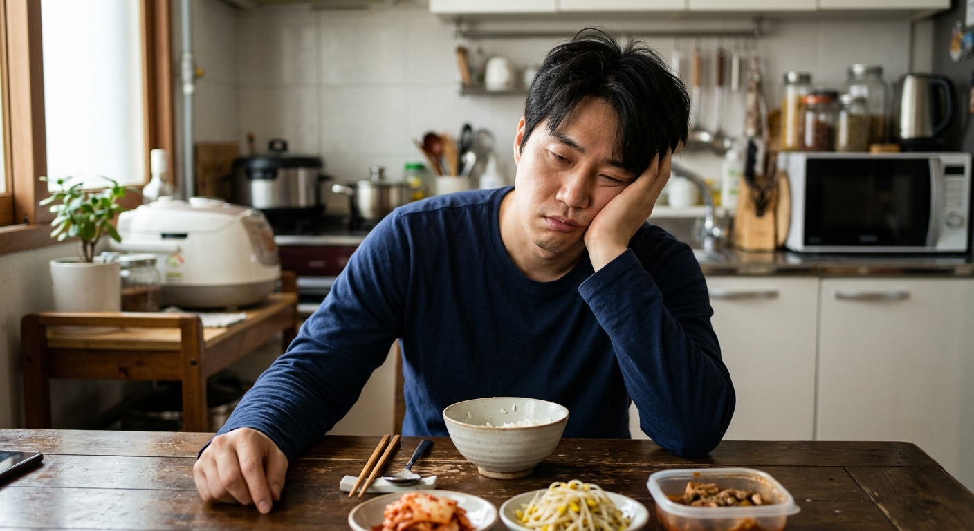 점심 식사 후 피곤해 보이는 직장인의 모습