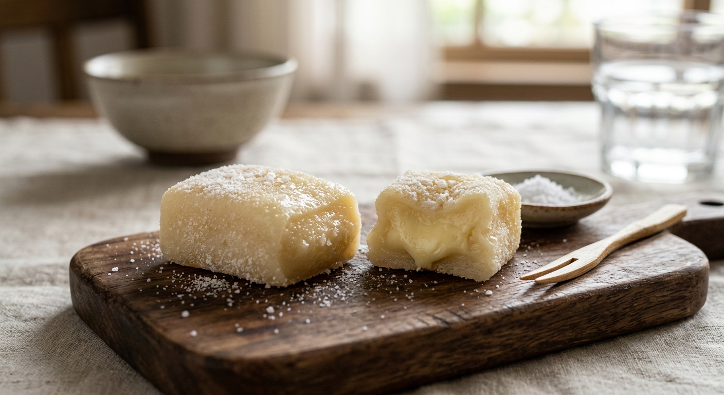 CU 스타일 버터떡이 접시에 담겨 있는 모습
