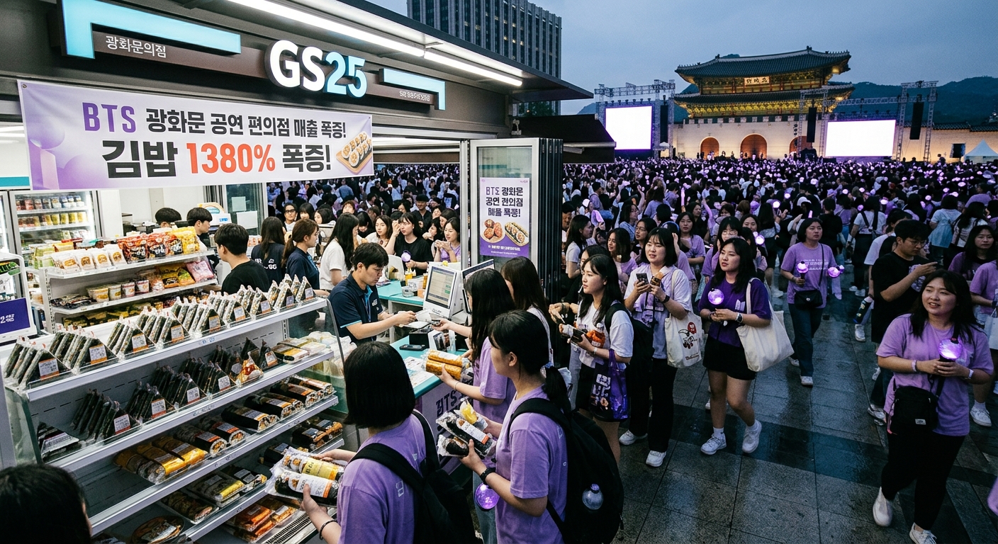 편의점 진열대에 놓인 김밥과 삼각김밥, 샌드위치가 빠르게 판매되는 모습