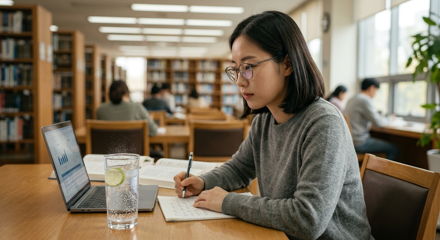 유리컵 속 탄산 기포가 선명하게 보이는 차가운 탄산수 클로즈업