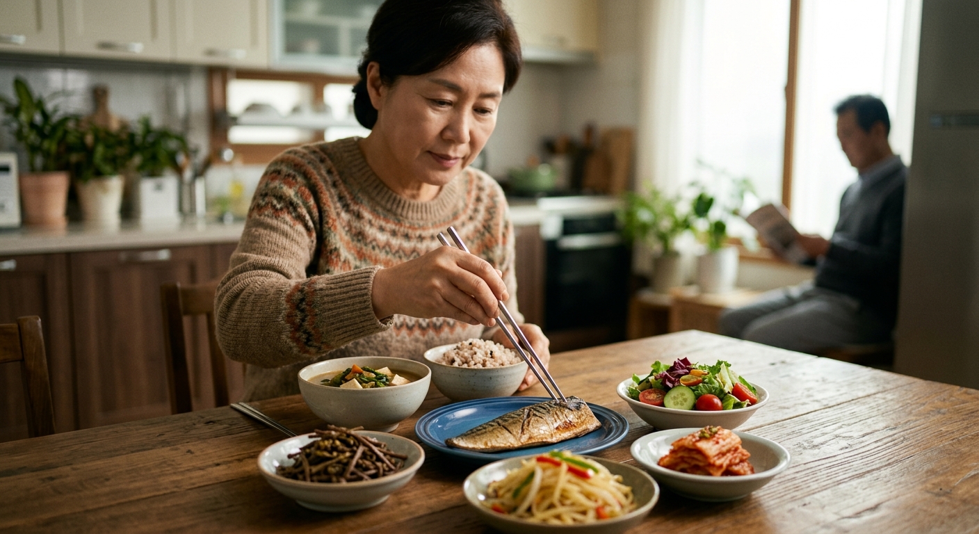 과자와 페이스트리, 튀김류 같은 가공 지방 식품이 진열된 모습