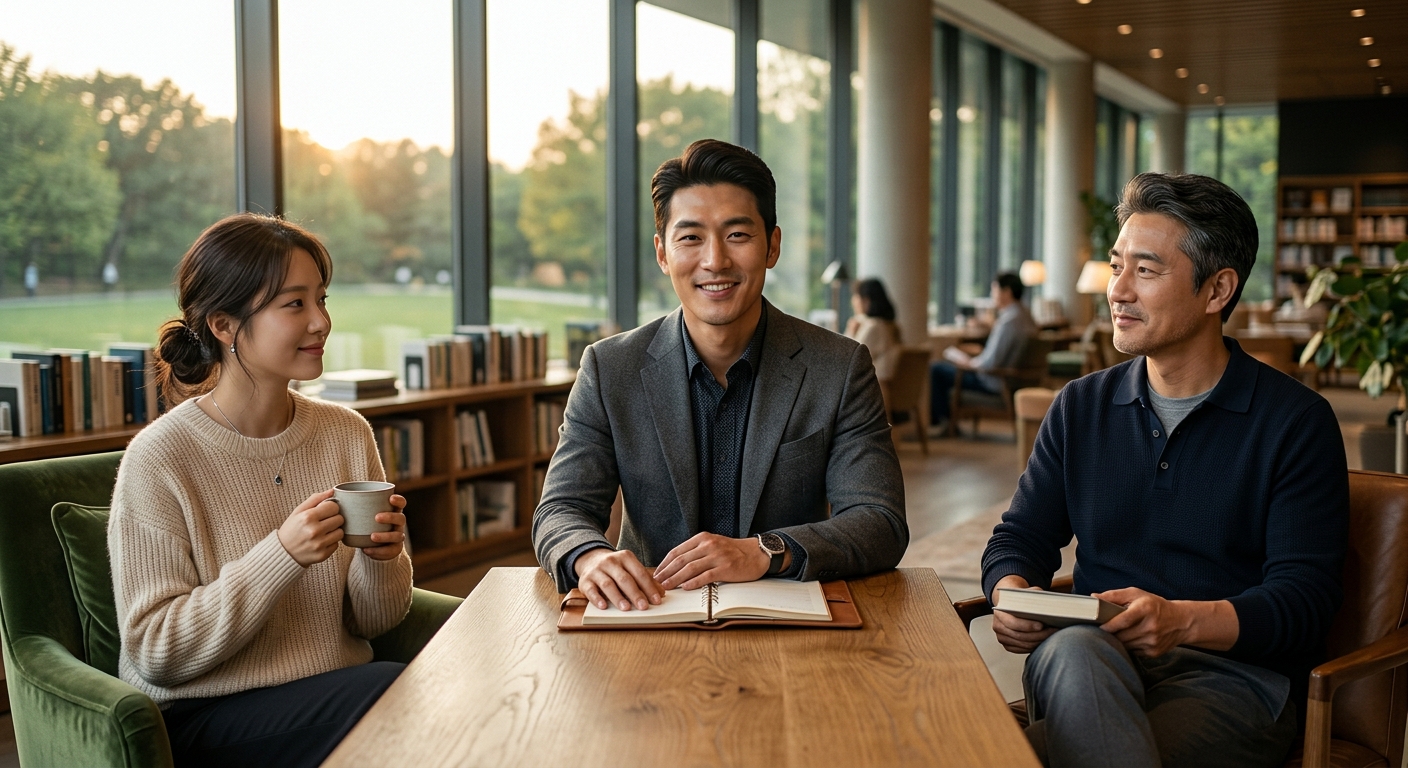 햇살이 드는 공간에서 여유롭게 시간을 보내는 안정적인 일상 장면