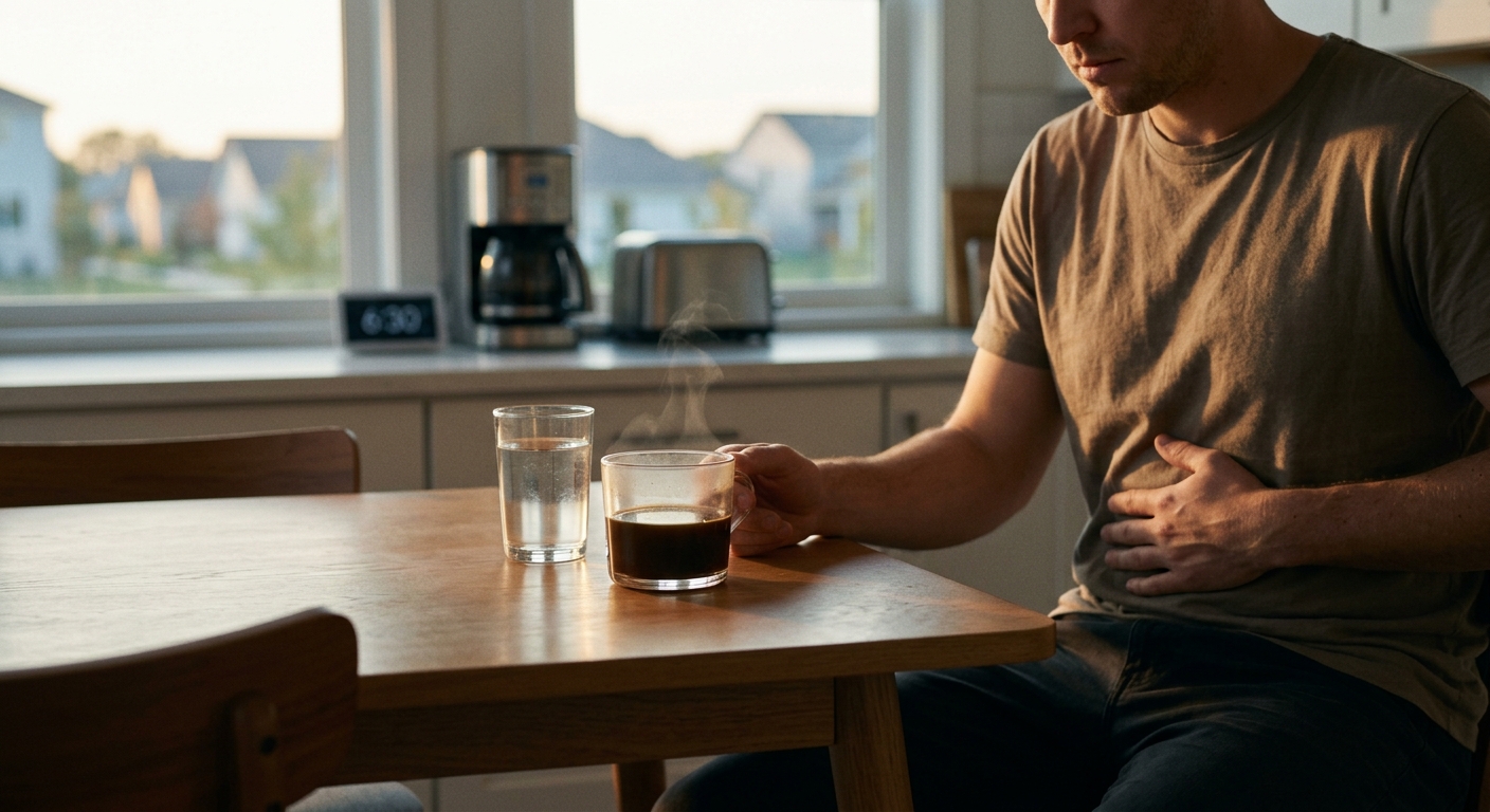 아침 햇살을 받으며 잠에서 깬 직후 스트레칭하는 사람의 모습