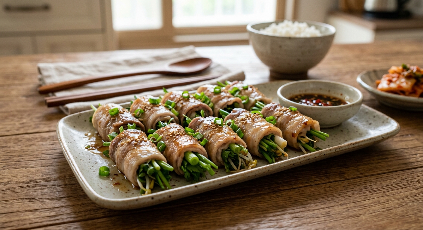실패 없는 미나리 삼겹살말이 찜 레시피