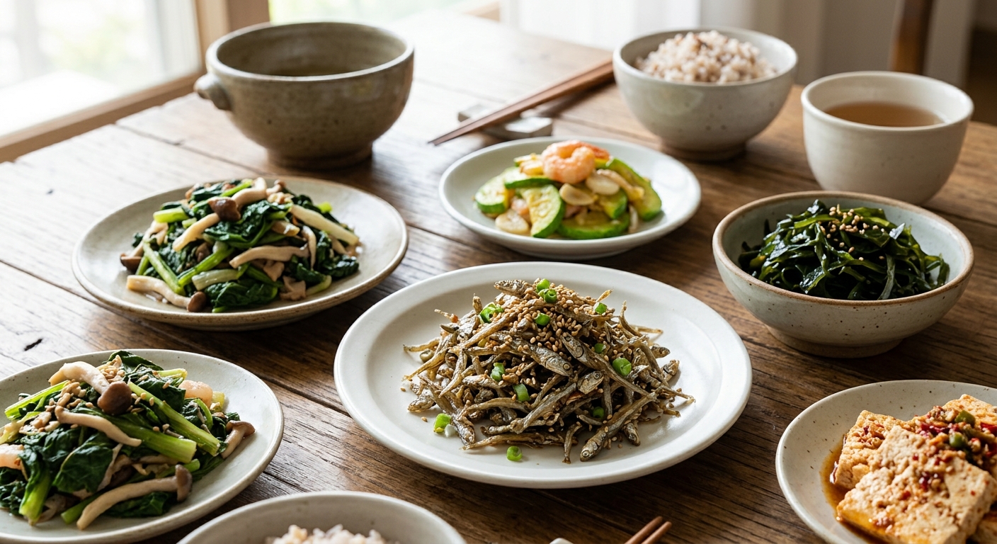 중장년층을 위한 담백한 한식 식탁과 뱅어포 반찬