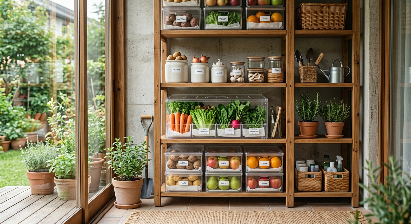 채소 보관용으로 손질한 케이크 상자 내부에 종이를 깔아둔 모습