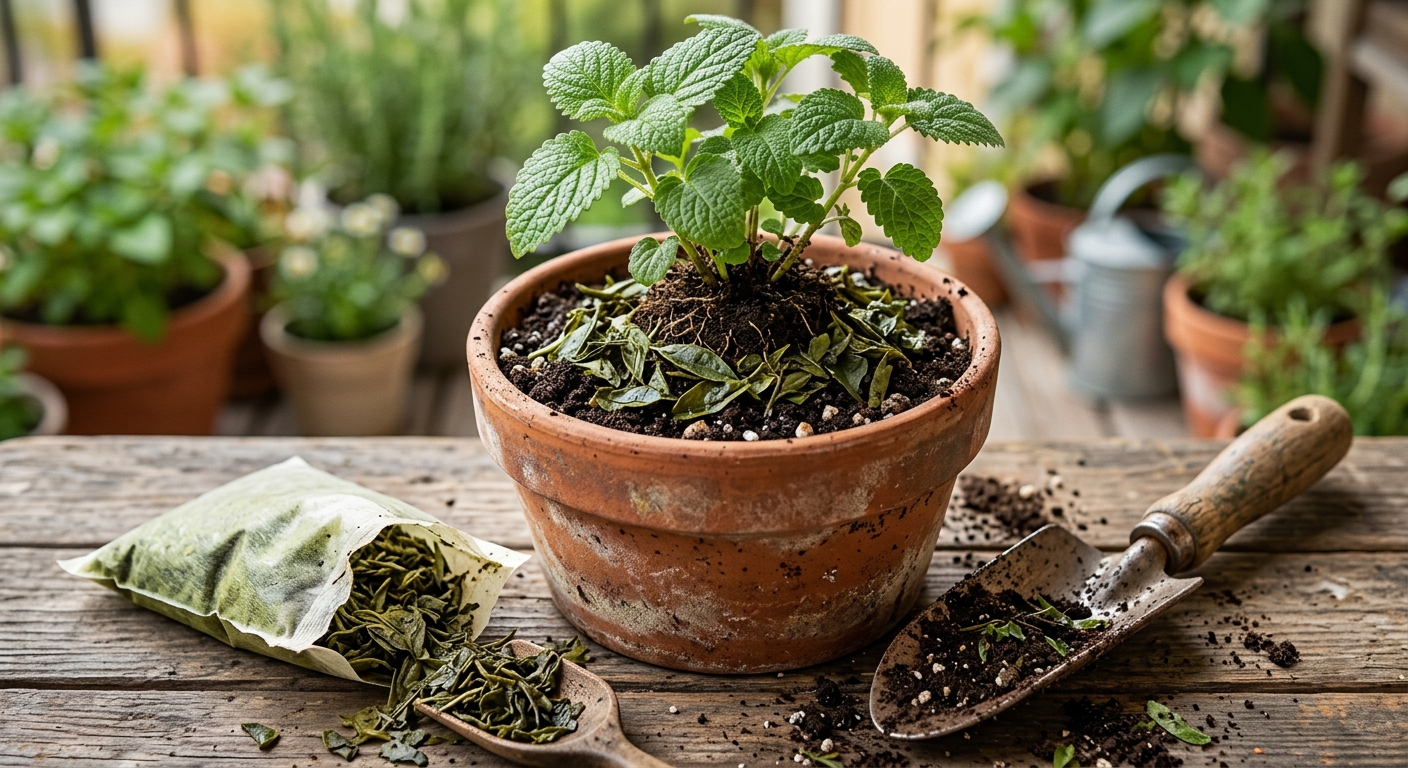 녹차 물을 뿌린 뒤 마른 천으로 거울과 유리창을 닦는 장면