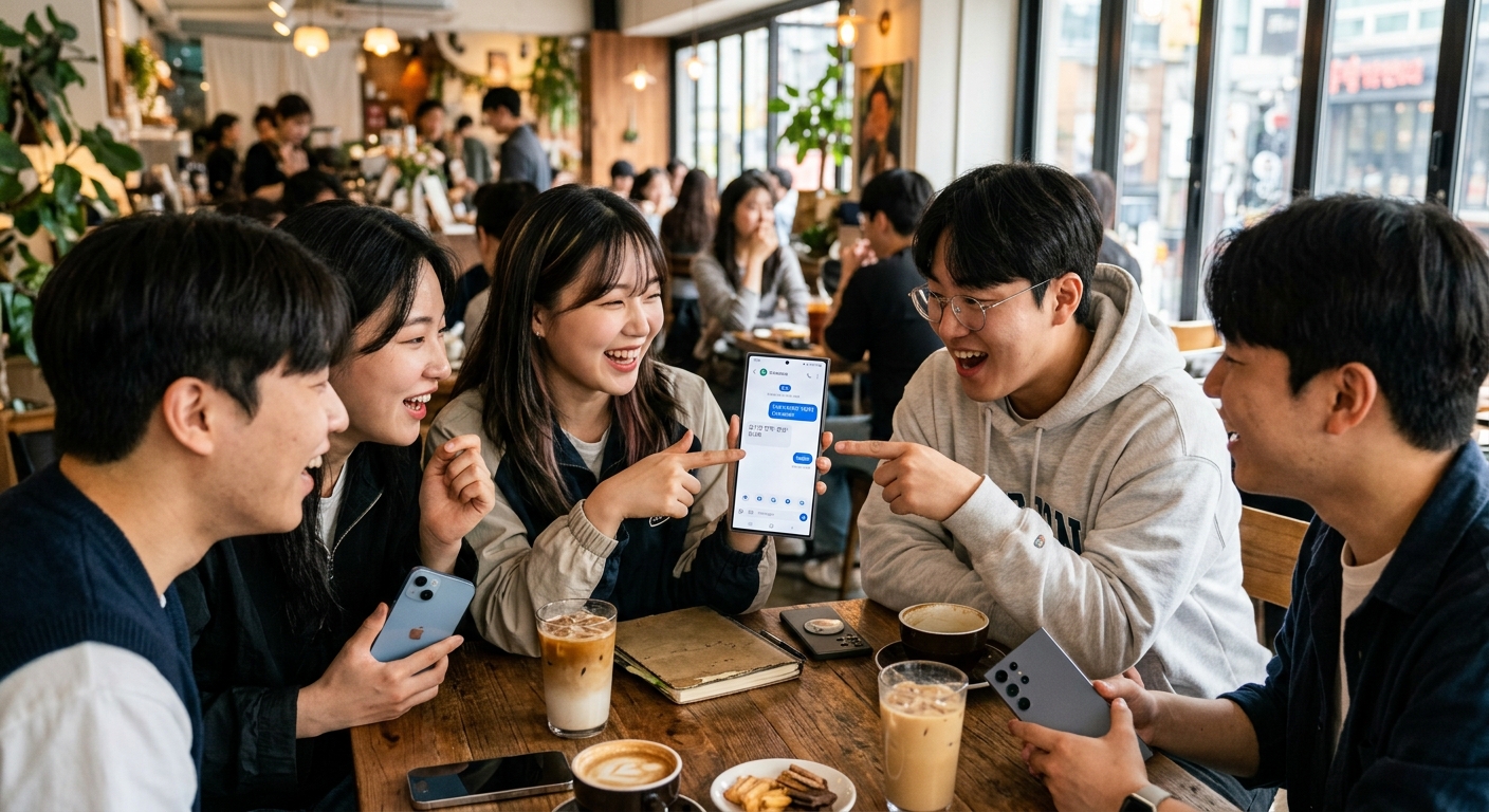 최신 스마트폰을 체험하며 기능 중심으로 비교하는 젊은 소비자들