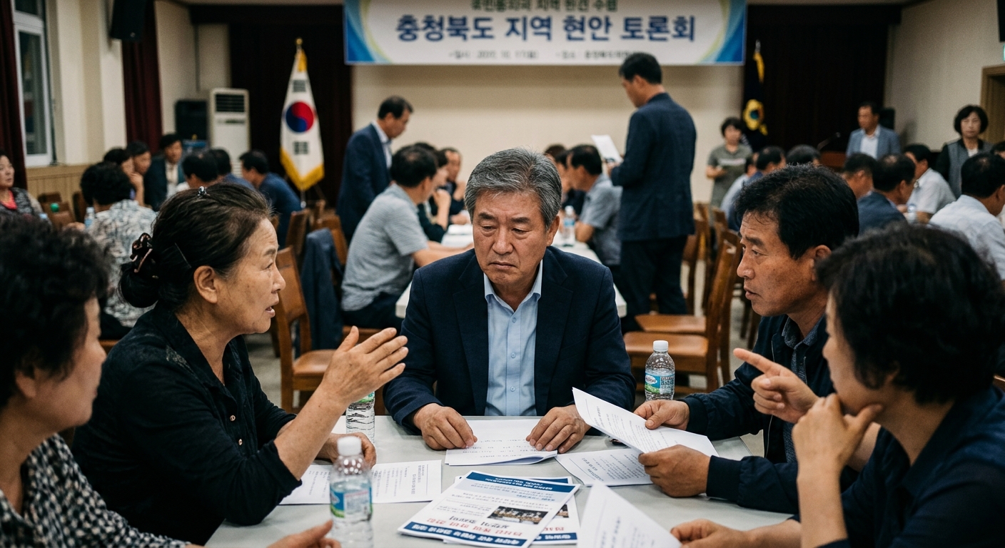 정치 일정과 행정 공백 우려를 상징하는 회의장과 관공서 이미지