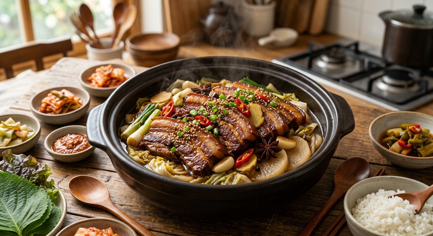 삼겹살말이 속에 들어간 미나리와 우엉이 단면으로 보이는 사진