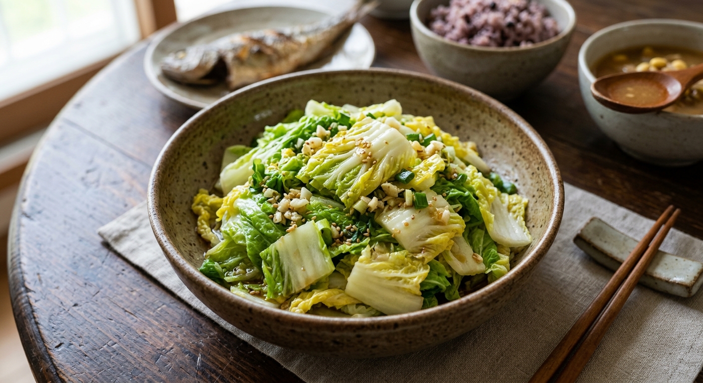 밀폐 용기에 담아 냉장 보관한 배추나물