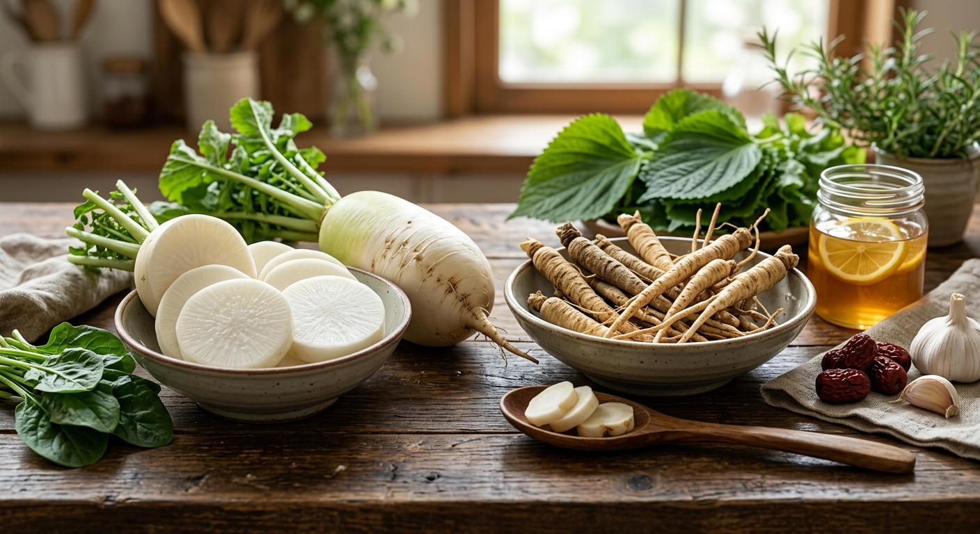 기관지 점막과 가래 생성 과정을 설명하는 건강 정보 이미지