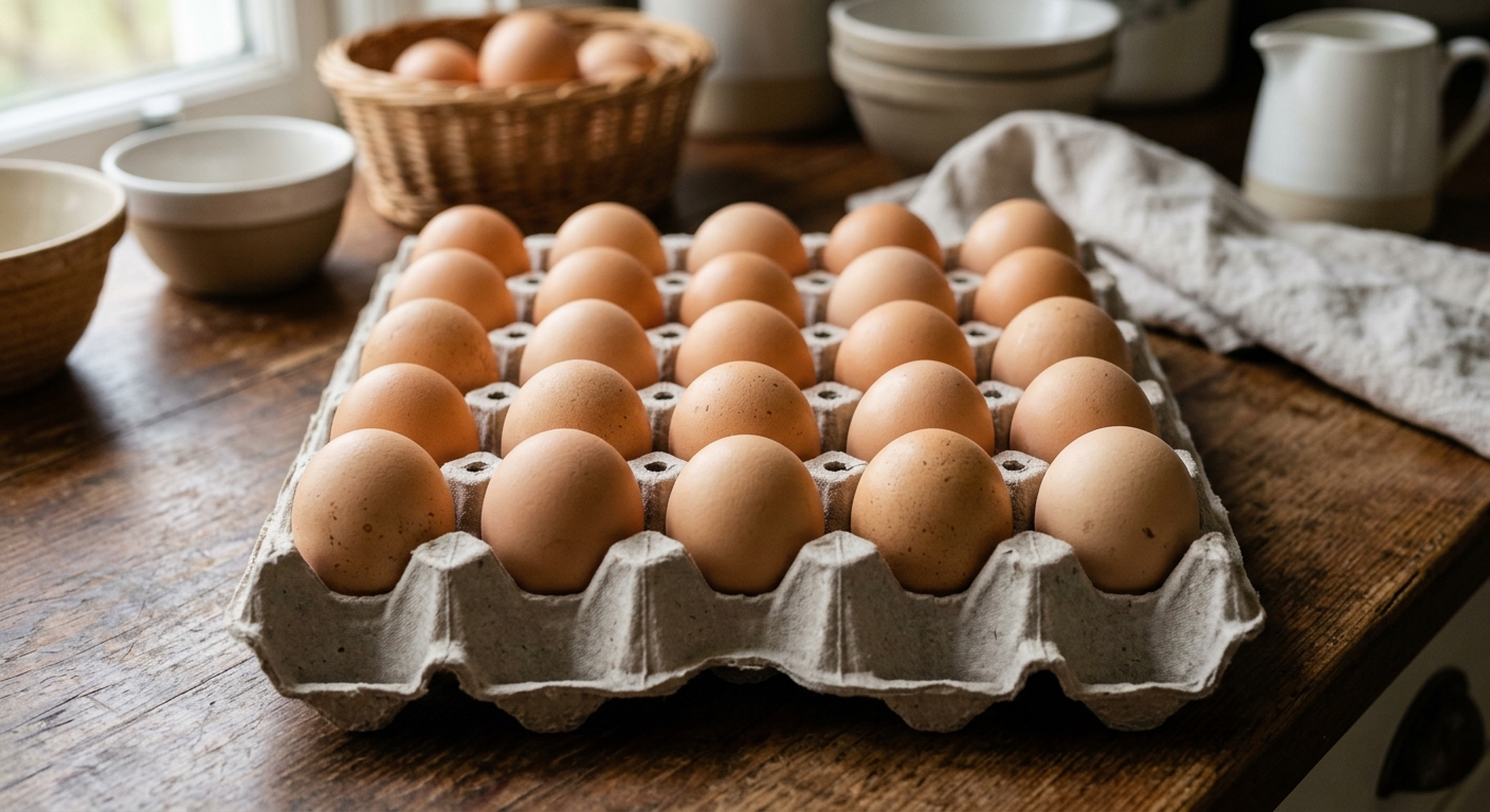 마트 진열대 위에 놓인 30개입 계란 한 판의 모습