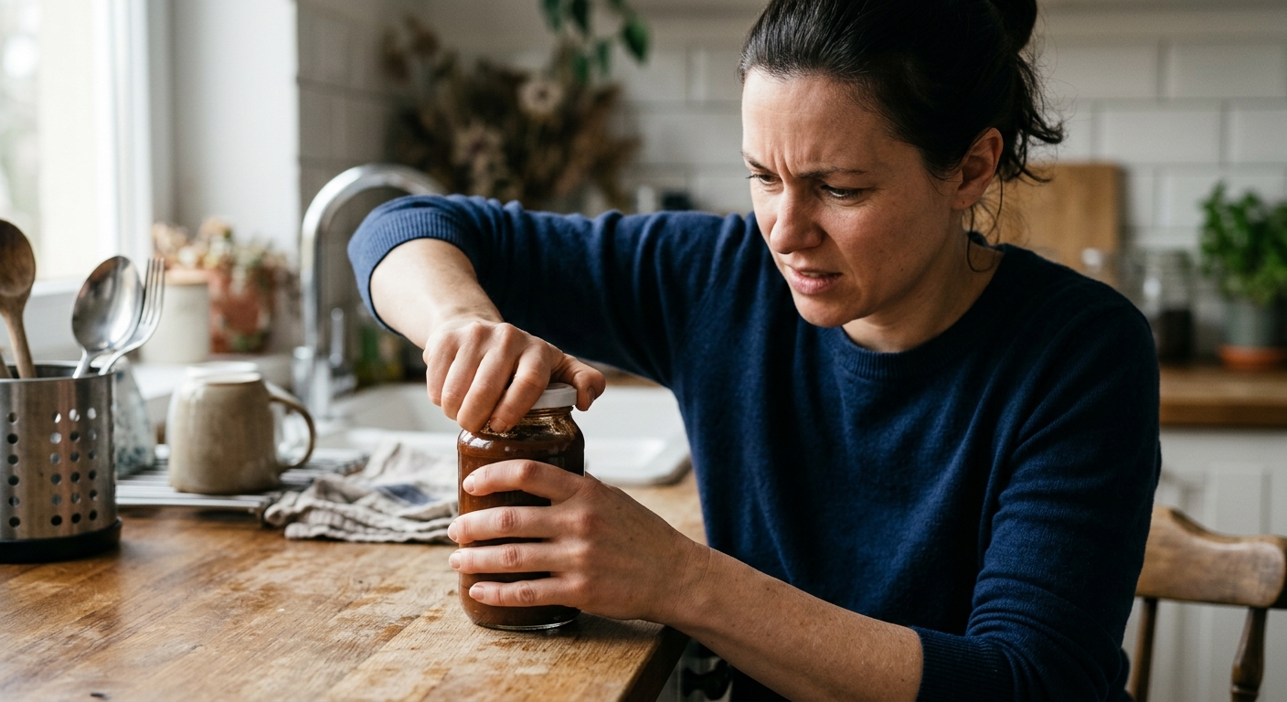 유리병 금속 뚜껑의 밀봉 구조를 보여주는 클로즈업 이미지
