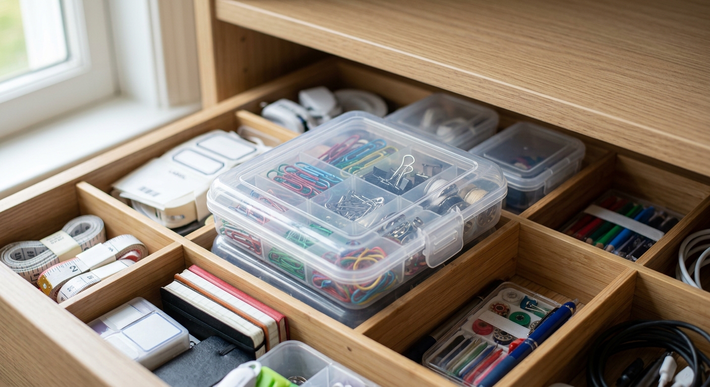 투명 샌드위치 케이스 여러 개가 정리함처럼 놓여 있는 모습