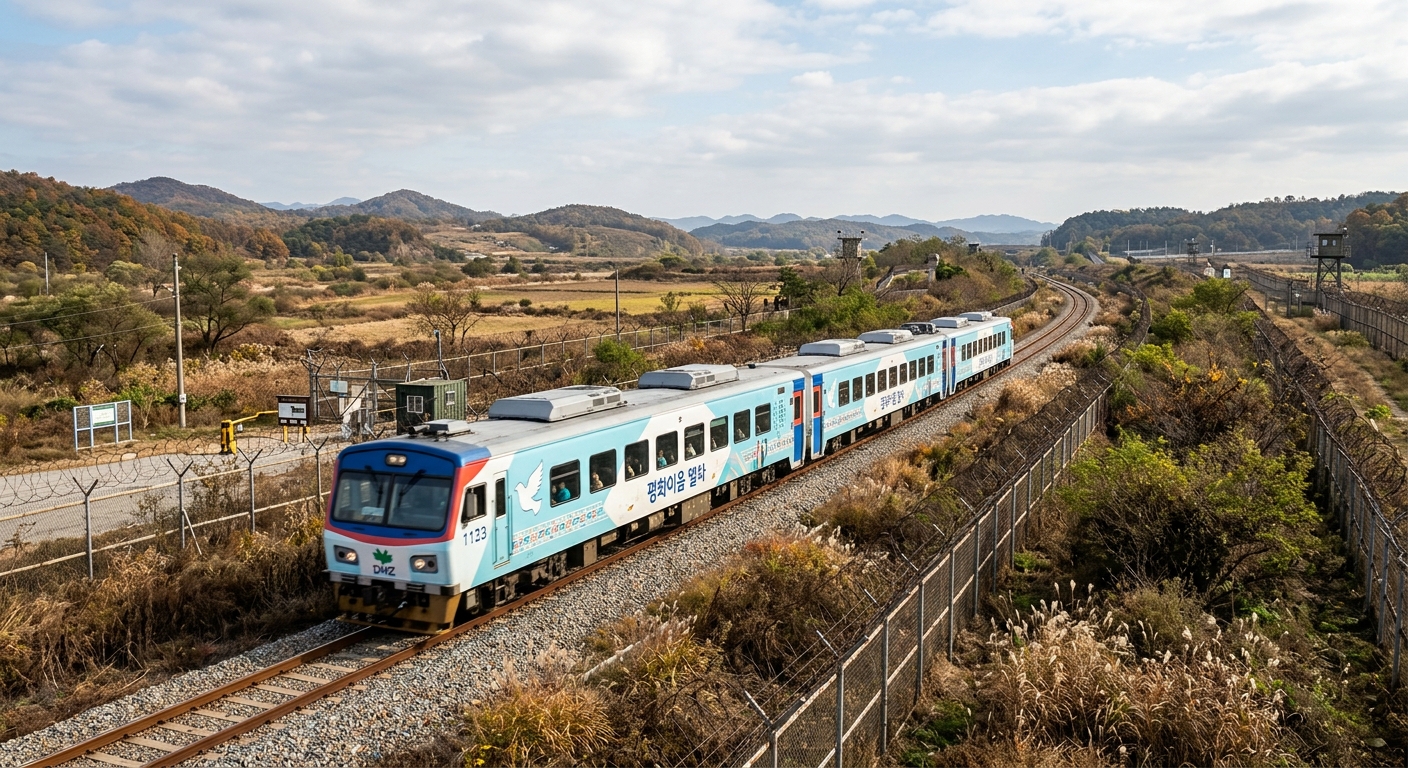 서울에서 출발해 도라산역으로 향하는 DMZ 평화이음 열차 전경