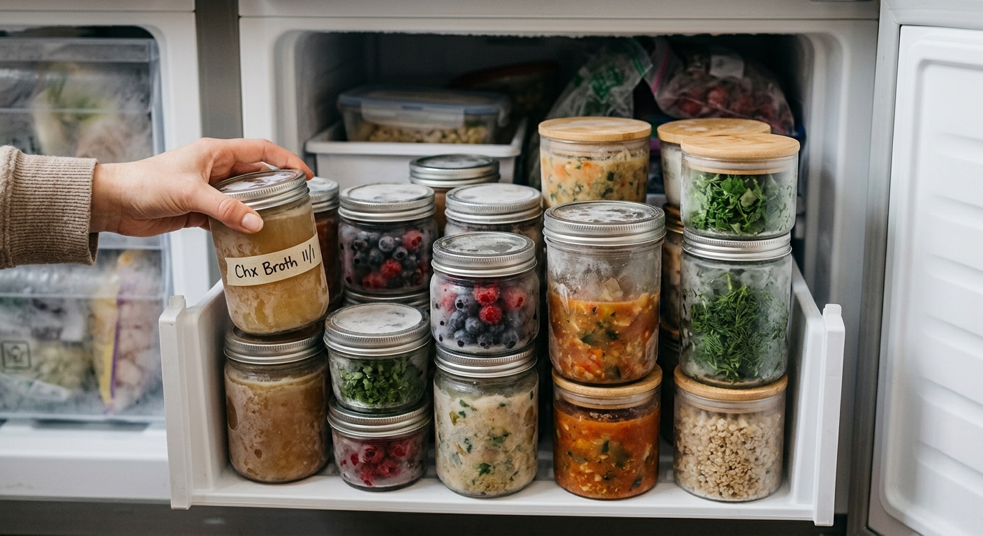 왁스가 남아 있지만 디자인이 예쁜 유리 향초병이 테이블 위에 놓인 모습