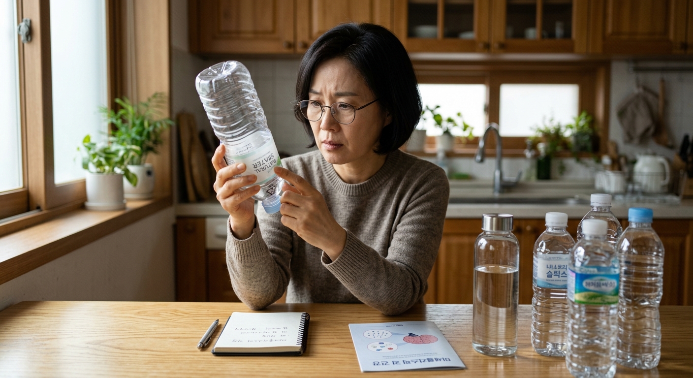 물잔과 사람의 머리 실루엣이 함께 있는 건강 이미지