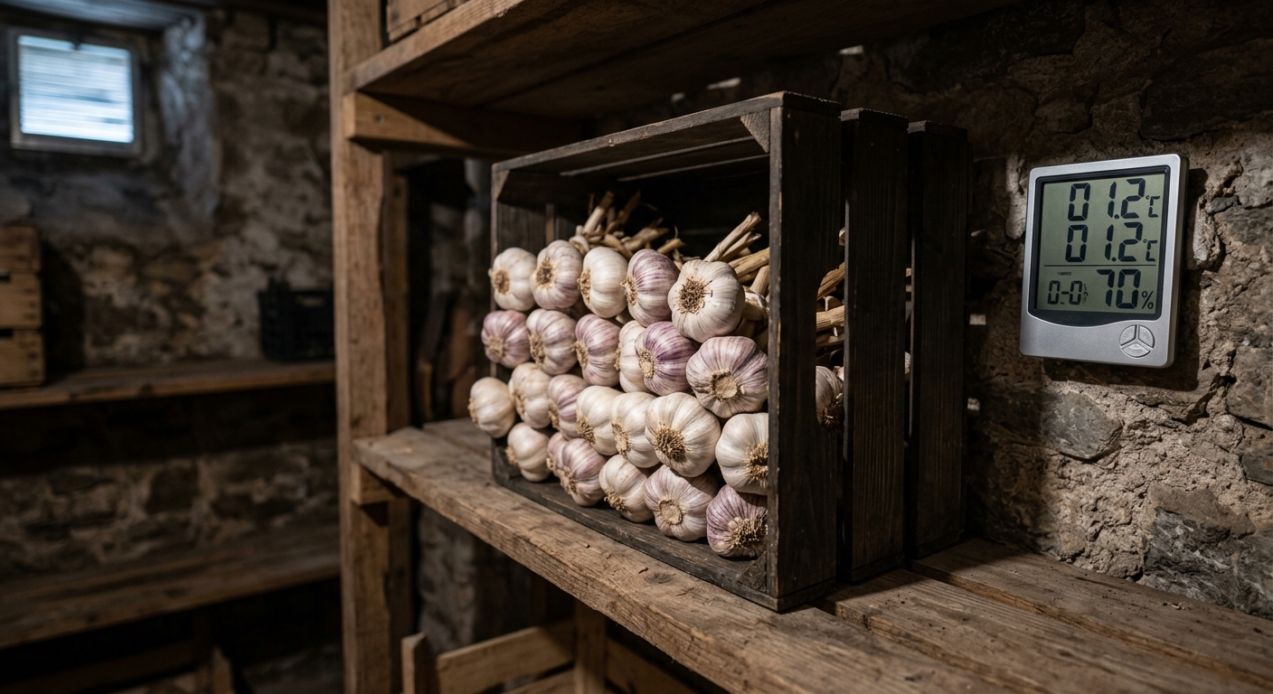 냉장고 안쪽 서랍에 정리된 마늘 보관 용기가 놓인 모습