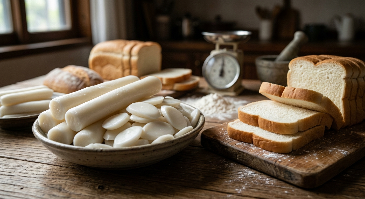 달콤한 떡과 빵, 제과류가 식탁에 놓인 모습
