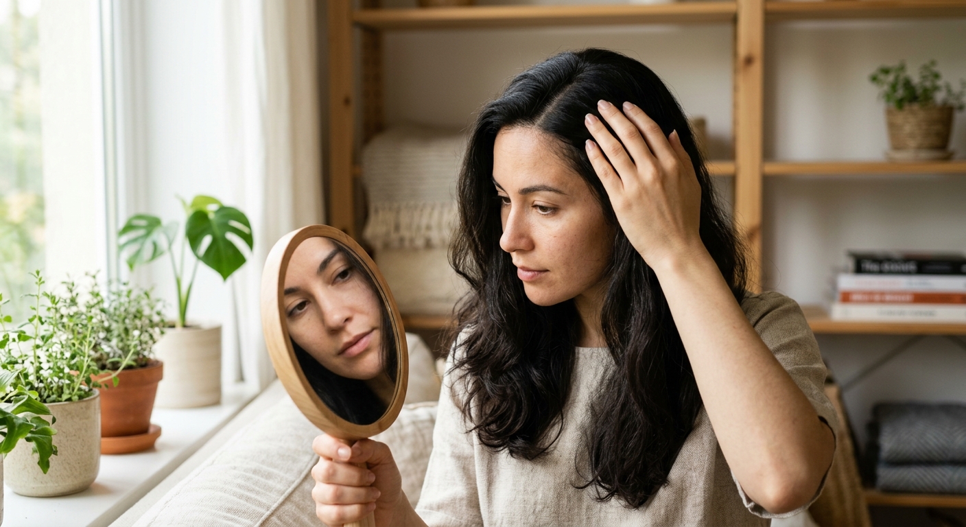 유분감 있는 두피와 깨끗한 두피 상태를 비교하는 이미지
