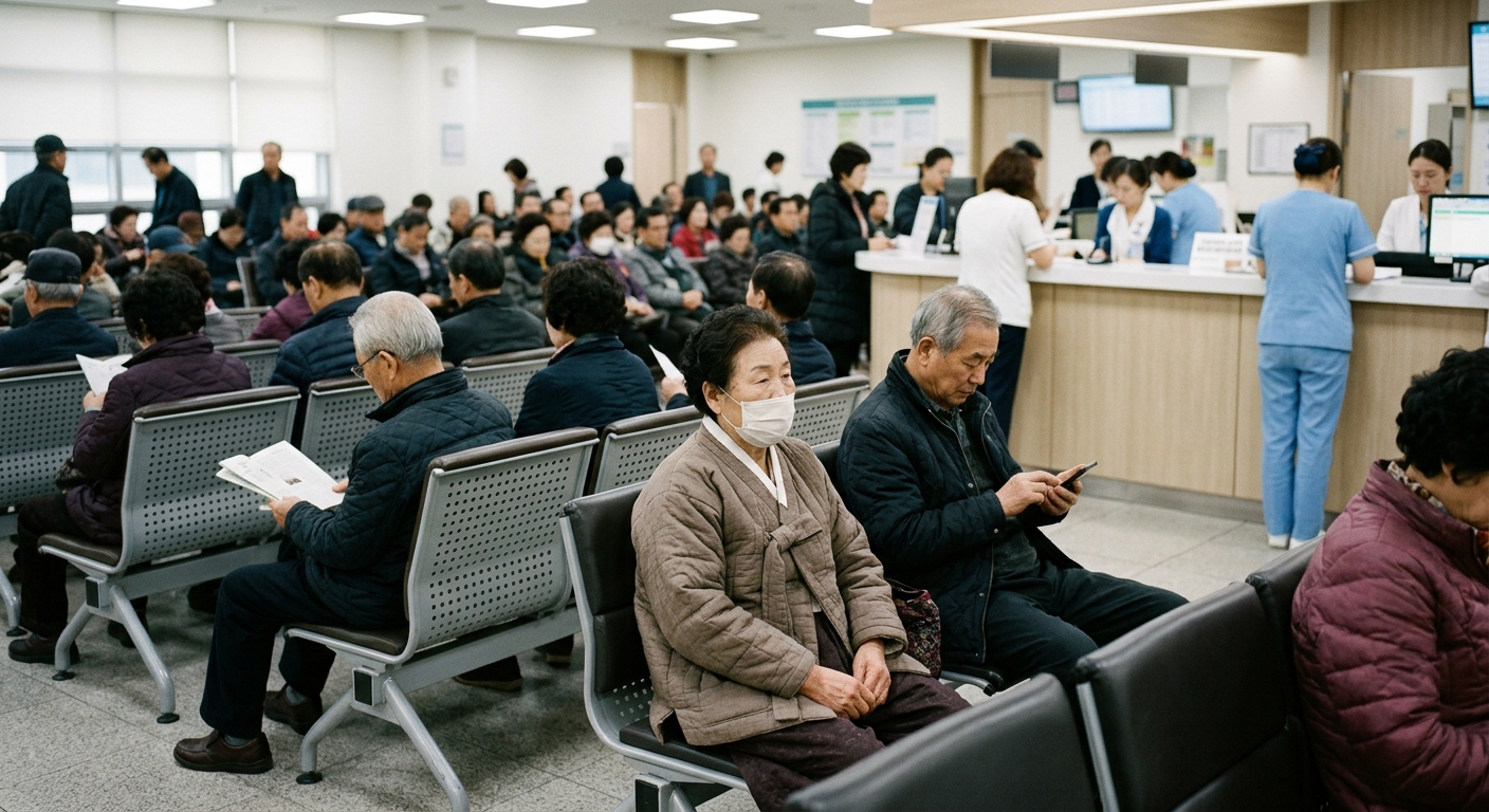 도심 속 여러 의료기관과 병원을 오가는 사람들의 일상적인 진료 이용 모습