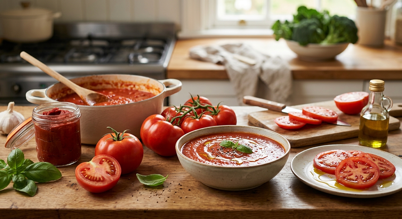 잘 익은 토마토 단면이 선명하게 보이는 클로즈업 이미지