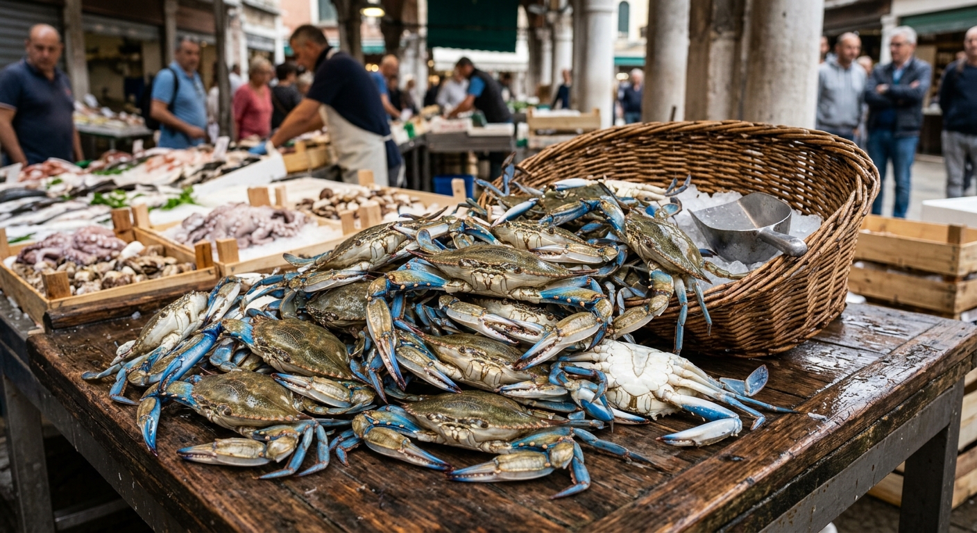 조개 양식장 주변에서 잡힌 푸른 꽃게의 근접 사진