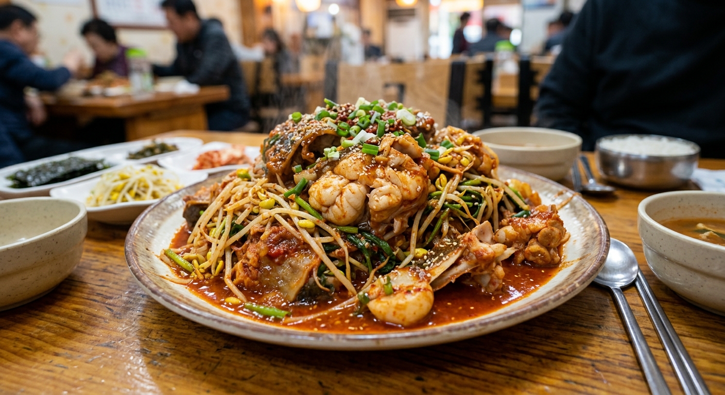 붉은 양념에 볶아낸 대구뽈찜이 접시에 담긴 모습