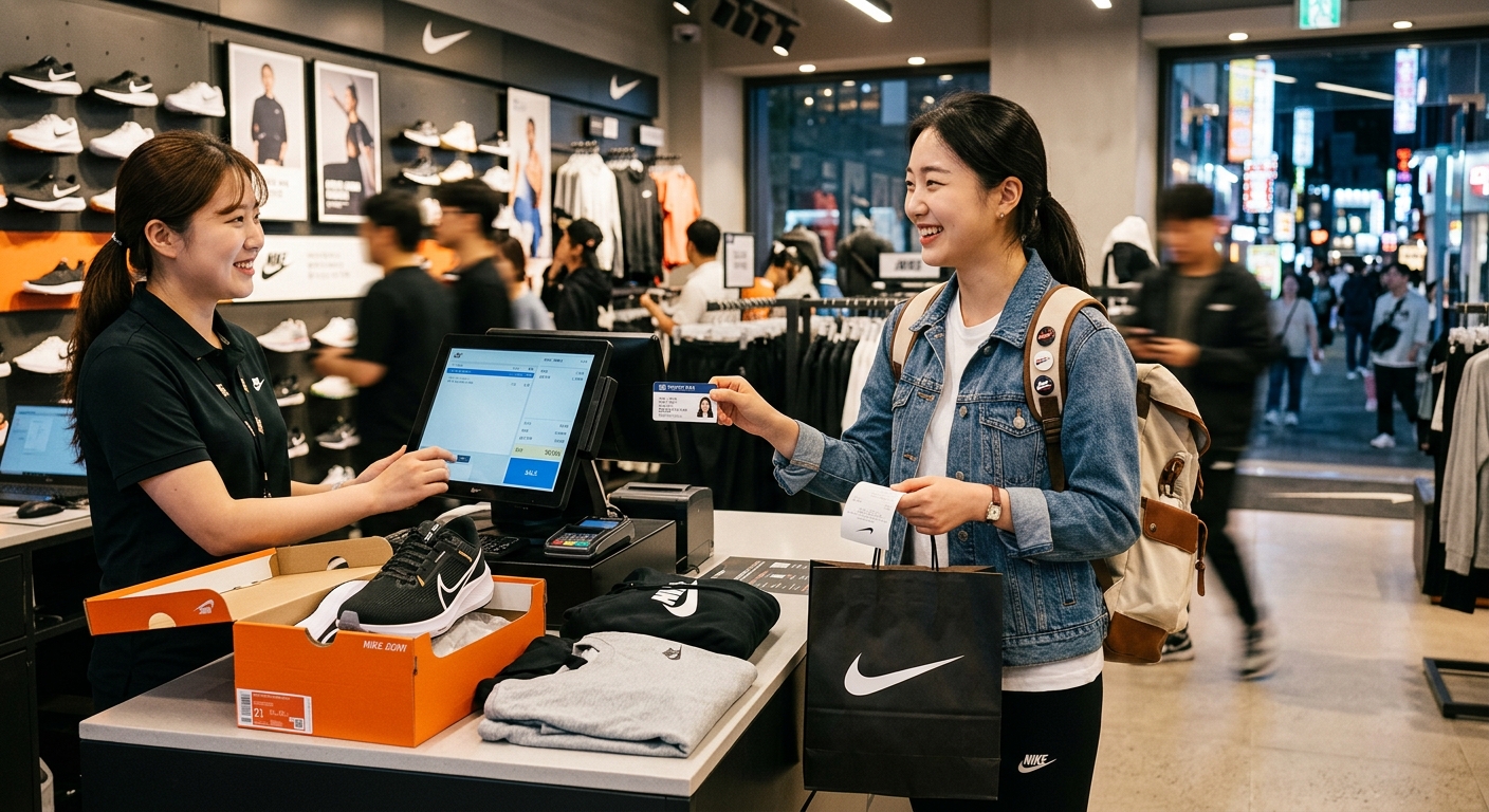 노트북으로 스포츠 브랜드 온라인몰을 보며 운동화를 고르는 대학생