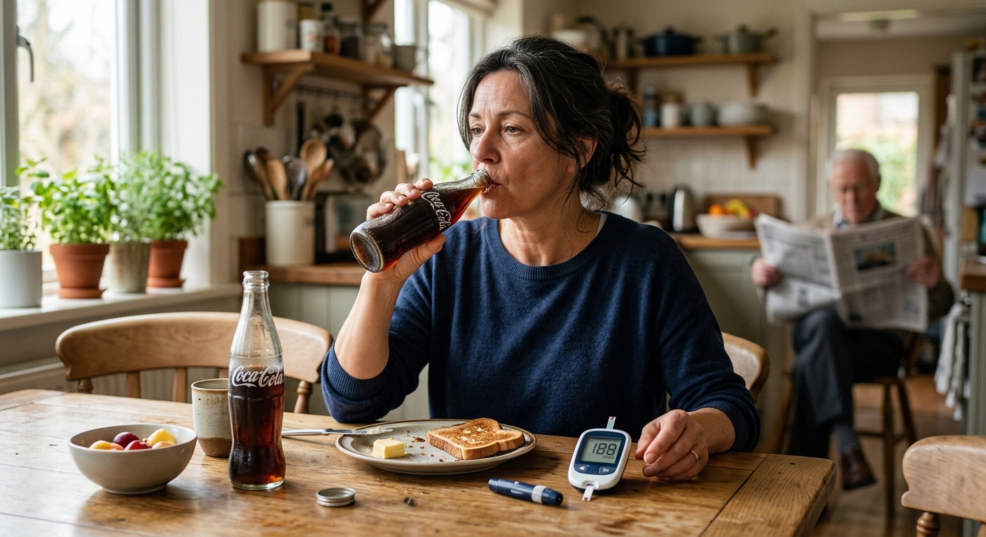 탄산음료와 달콤한 음료가 유리컵에 담긴 장면