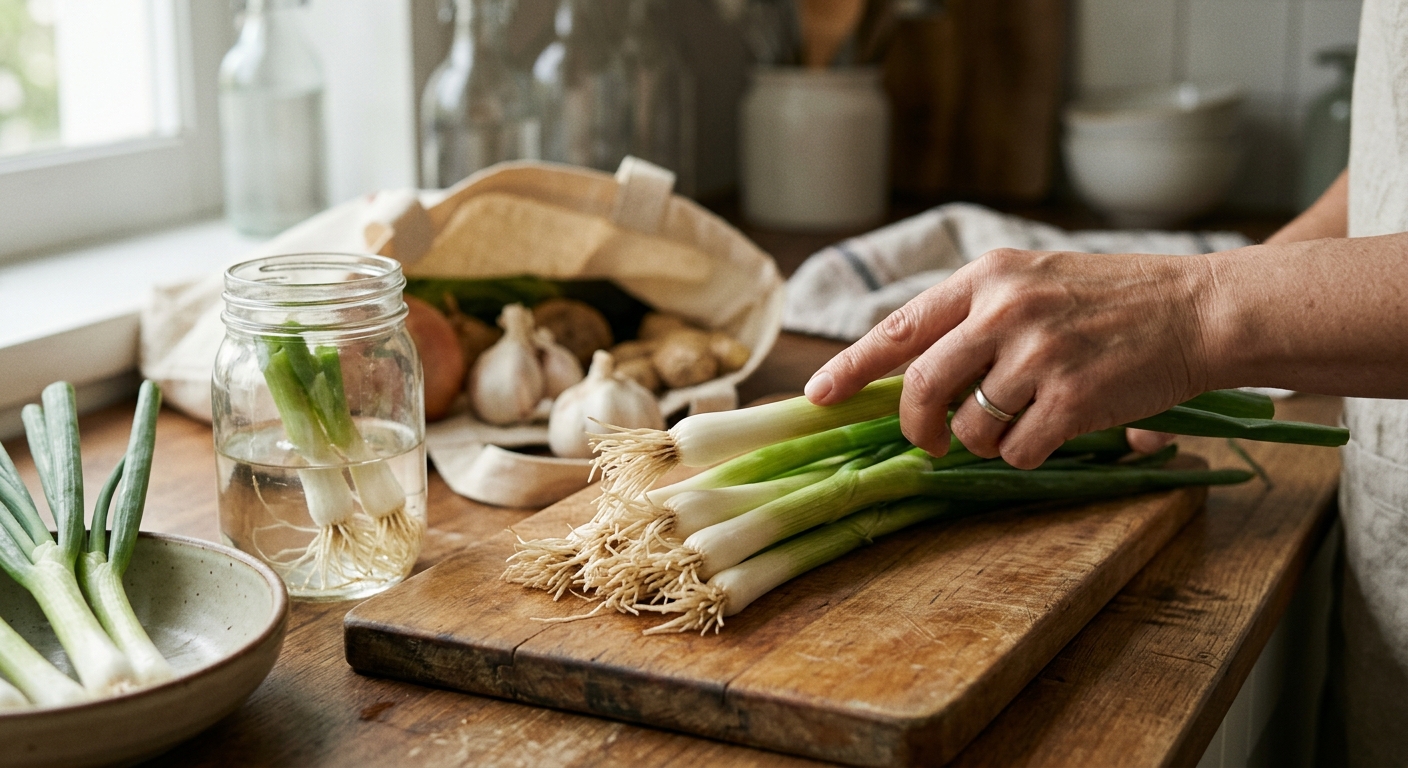 흙을 깨끗이 씻어낸 파뿌리를 접시에 담아둔 모습