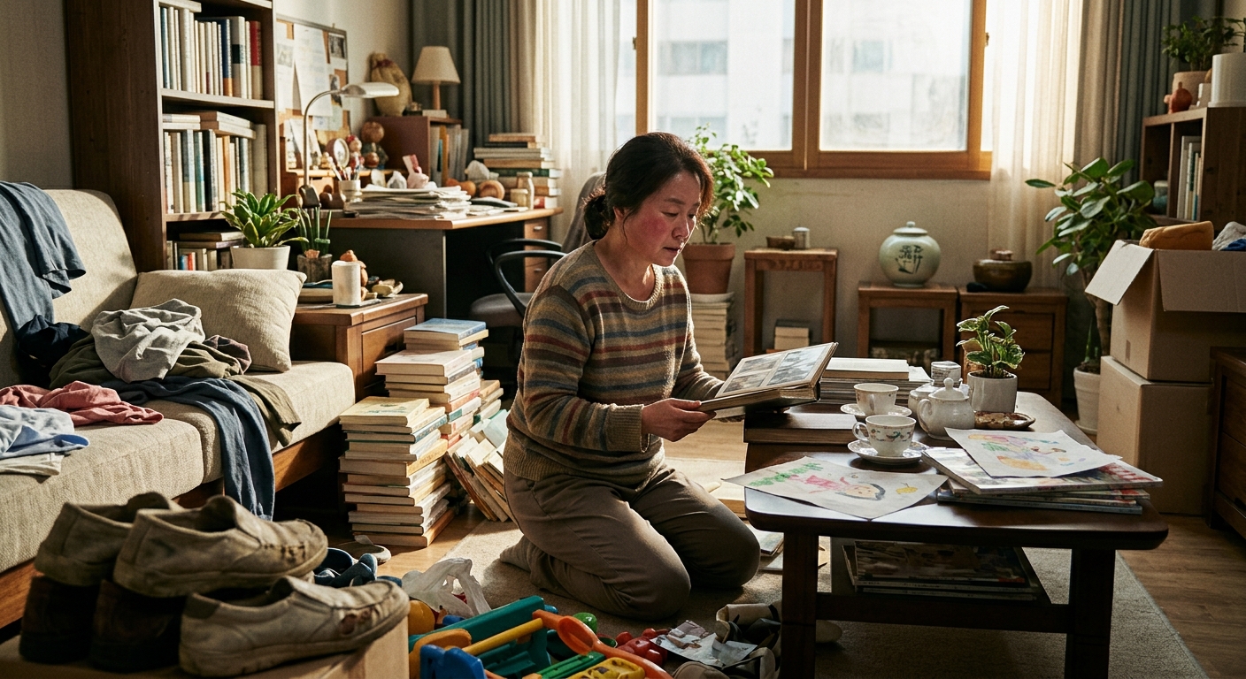 현관과 주방 주변의 불필요한 물건을 정리해 동선이 확보된 집