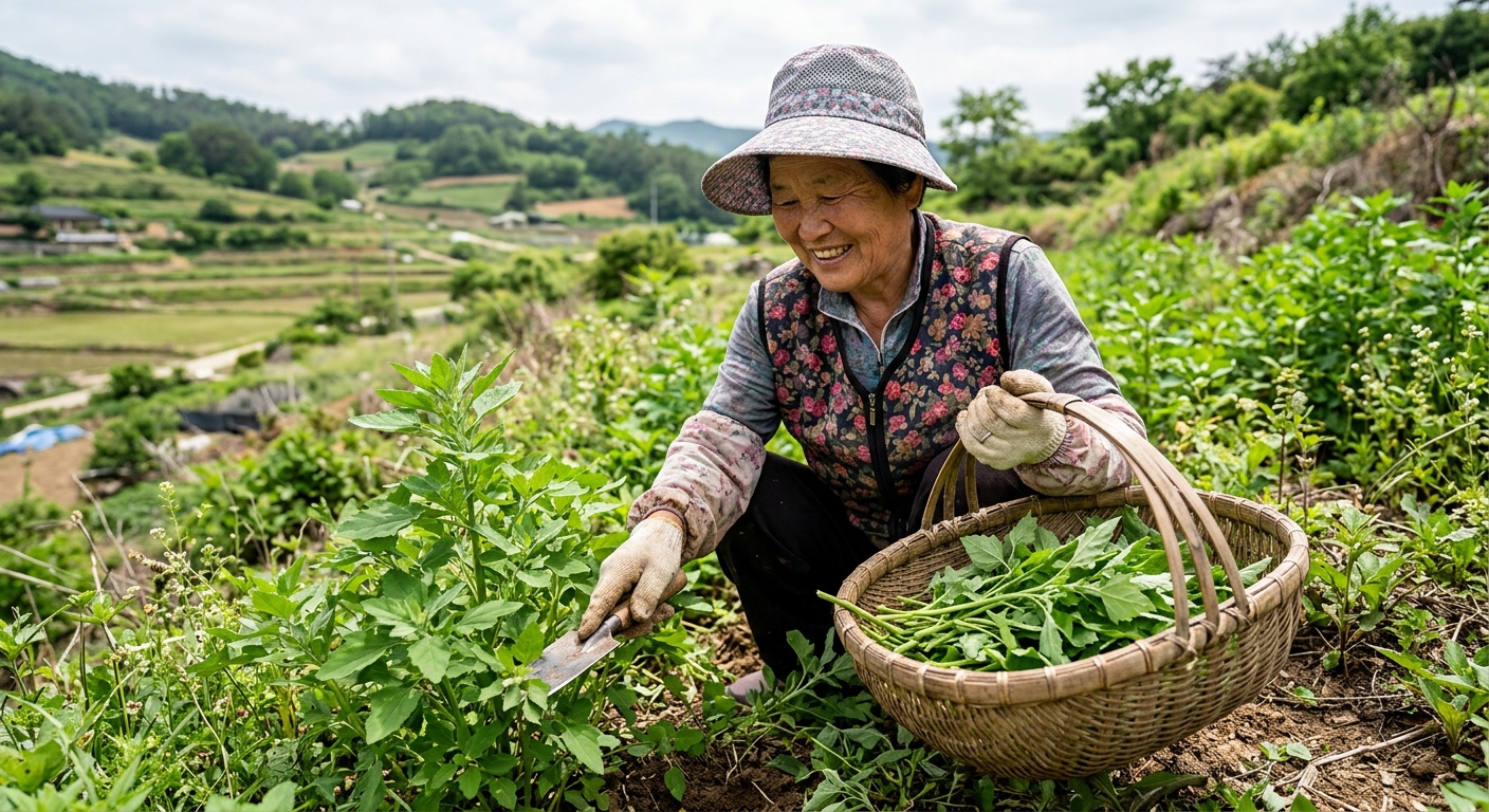 전통 식재료로 활용되는 명아주나물의 정갈한 모습
