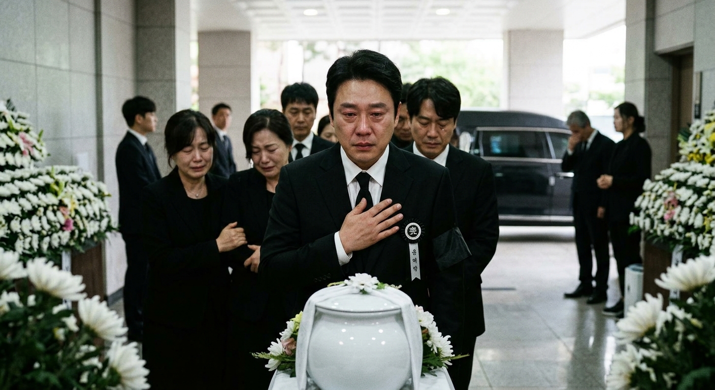 가족의 병세를 걱정하며 눈시울이 붉어진 사람을 떠올리게 하는 감성적 이미지