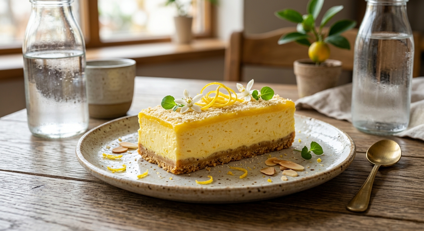 고단백 디저트의 단백질 6g, 저당, 무지방, 식이섬유 함량을 강조한 이미지