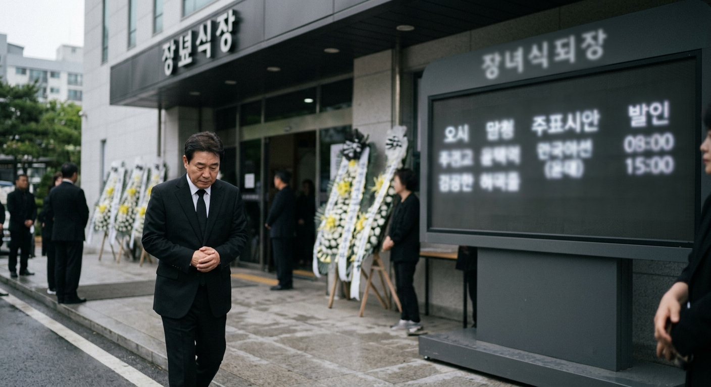 공식 일정을 잠시 멈추고 애도의 시간을 갖는 상황을 상징하는 이미지