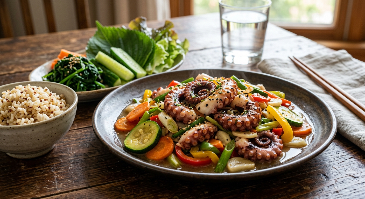 저칼로리 고단백 식단으로 준비한 낙지 요리 이미지