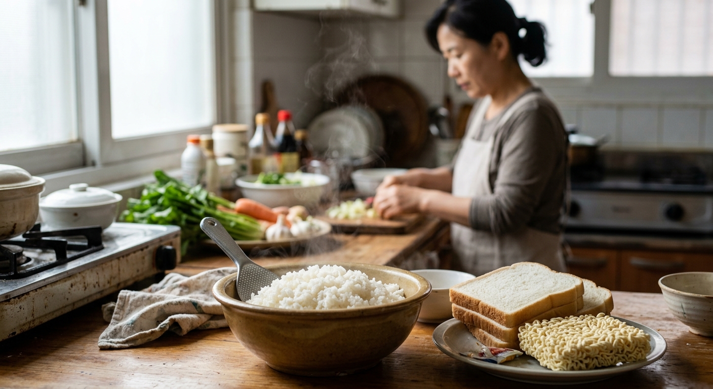 흰쌀밥과 잡곡밥이 나란히 놓인 비교 이미지
