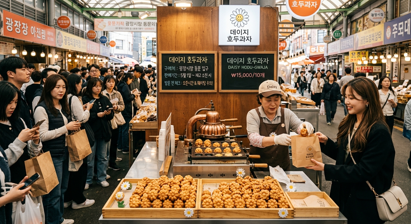 백화점 팝업 스토어에서 디저트를 구매하려는 방문객 분위기