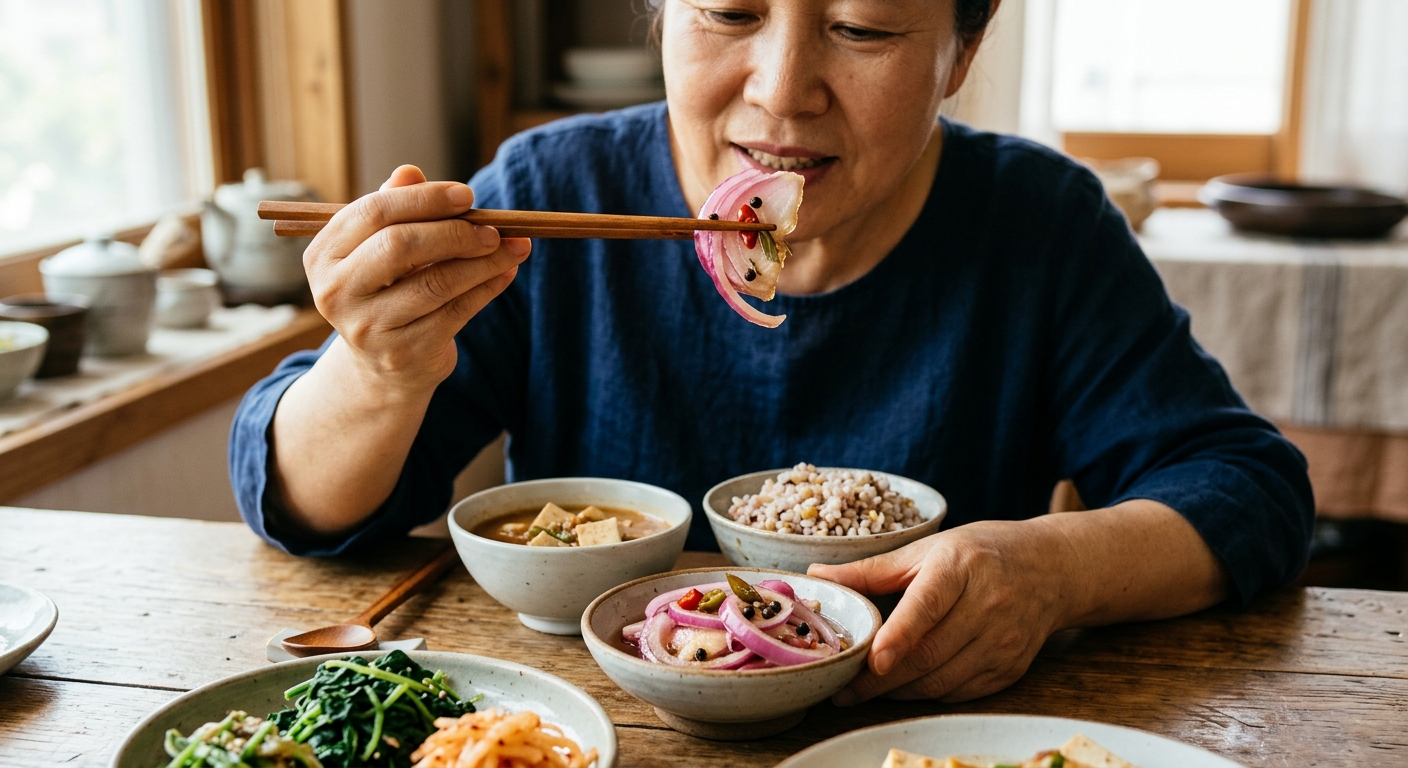 식사 순서 조절에 활용하는 양파초절임 반찬