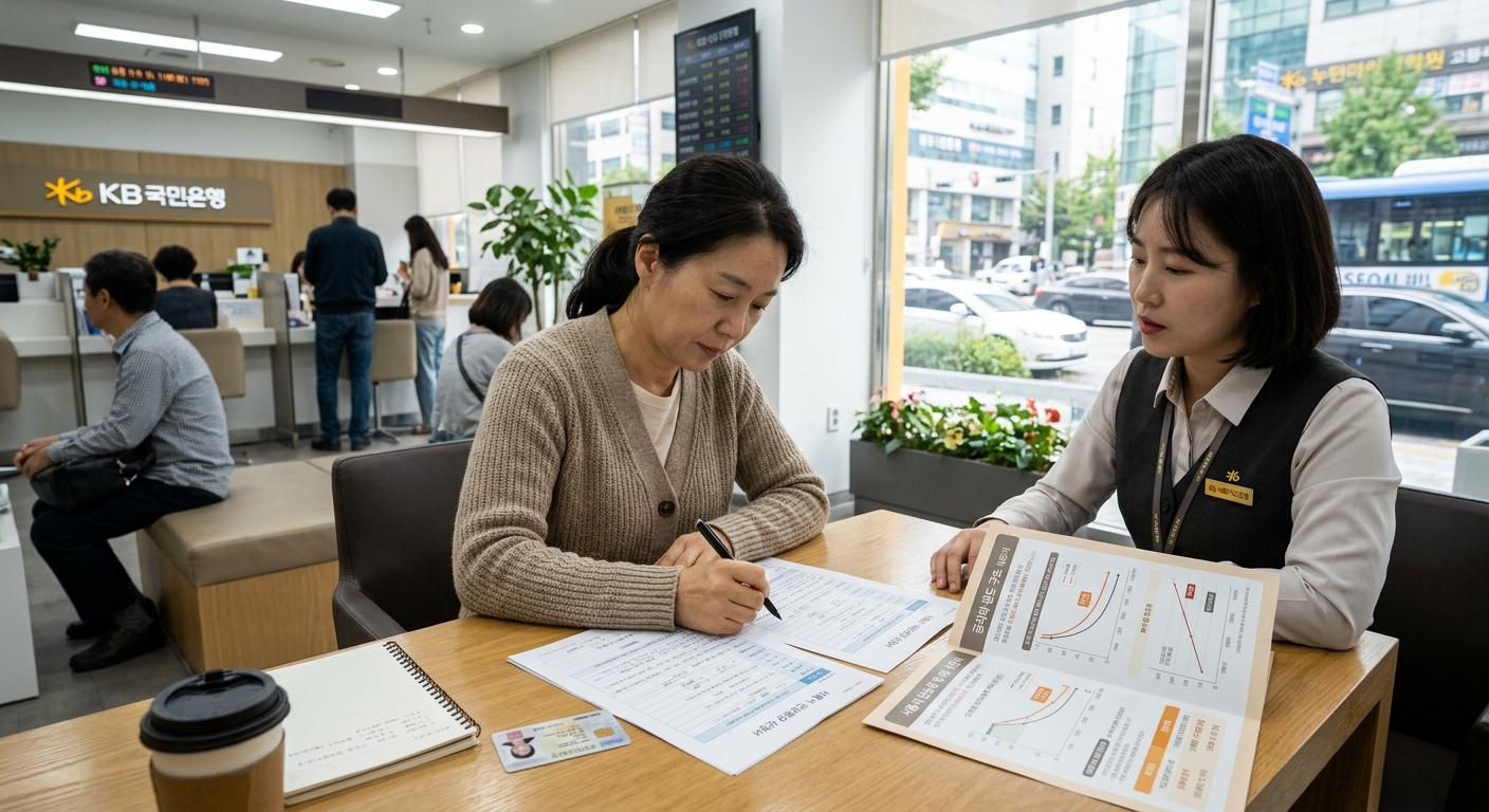 카드론 금리와 안심통장 금리를 계산기로 비교하는 자영업자 손