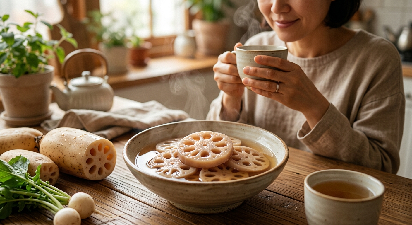 건조한 기관지 보호에 도움 되는 연근과 연근차 이미지