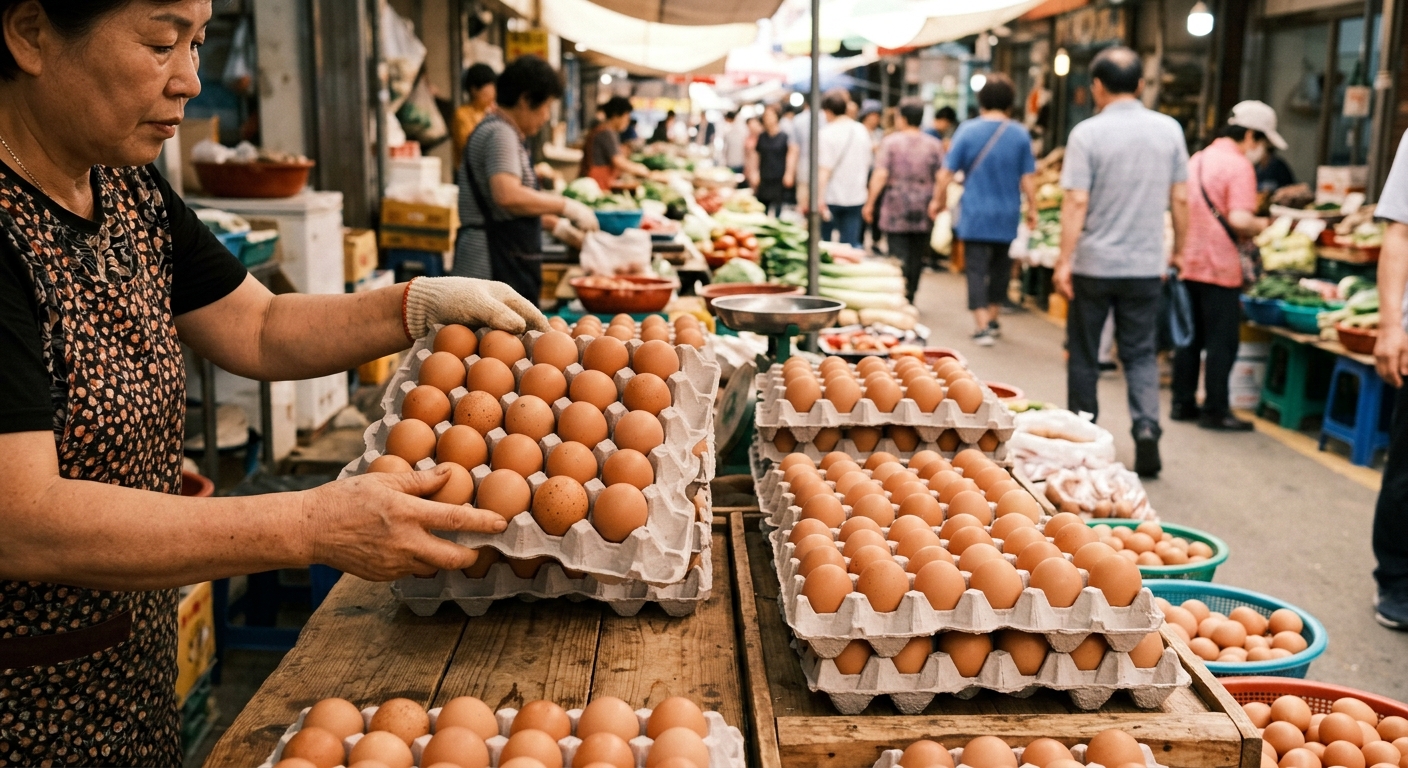 10개입, 20개입, 30개입 계란 포장을 비교해 놓은 장면