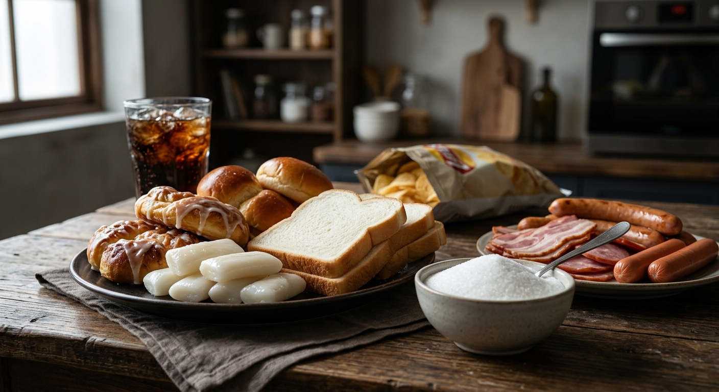 빵, 떡, 과자, 달콤한 음료 등 줄여야 할 대표적인 고당 가공식품 이미지