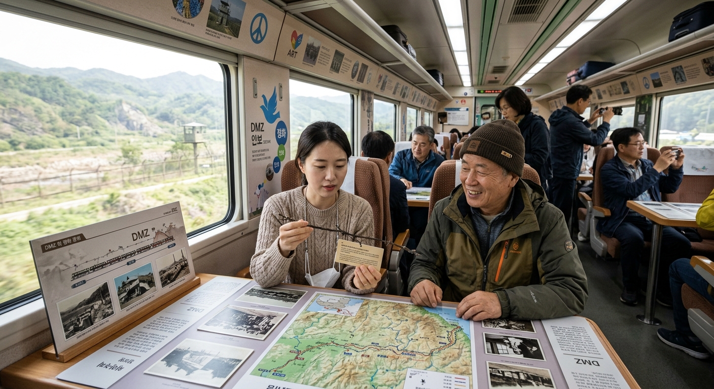 평화 포토월과 체험 요소가 마련된 DMZ 평화이음 열차 내부