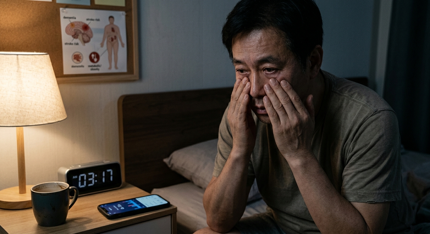 커피를 들고 졸린 표정으로 업무를 보는 직장인