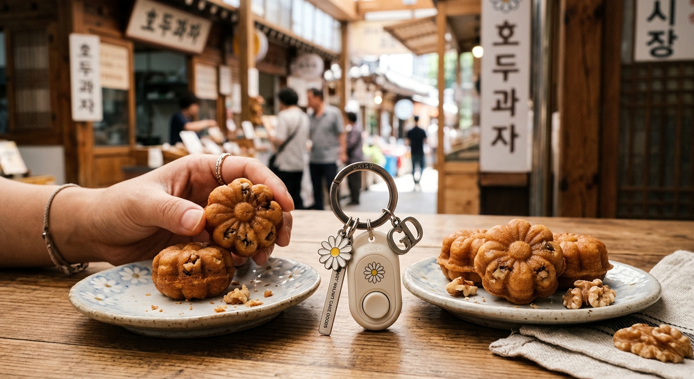 데이지 호두과자를 모티브로 한 미니 키링 굿즈 이미지