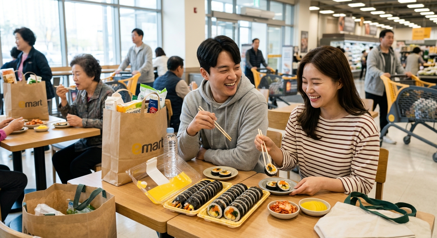 사무실 점심과 야외 나들이에서 간편하게 먹기 좋은 김밥 활용 장면